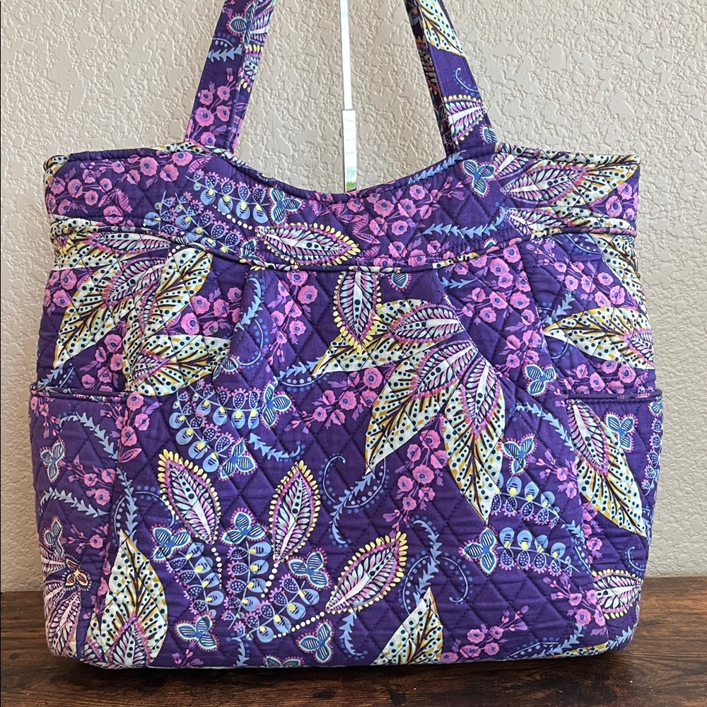 Vera Bradley Get Carried Away Tote in the retired Batik Leaves pattern